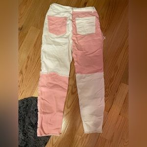 pink and white patched jeans size medium from shein. Perfect condition